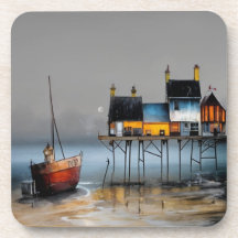 Whimsical seascapes - hard plastic coaster