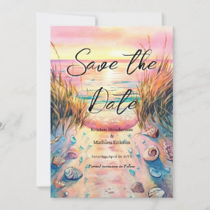 Whimsical Seashells Beach Wedding Save The Date