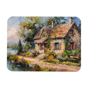 Whimsical Seaside Cottage Cottagecore Flexible Magnet