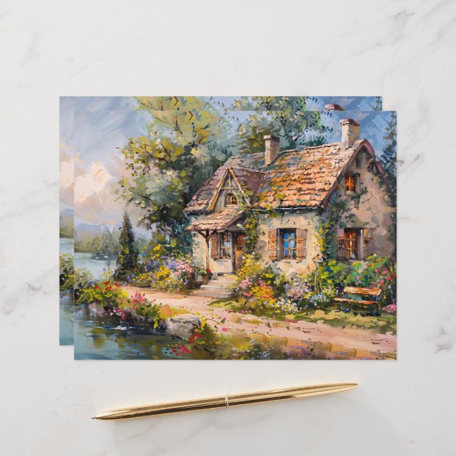 Whimsical Seaside Cottage Scrapbook Paper (Front/Back In Situ)