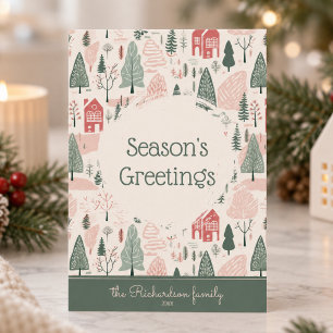 Whimsical Seasons Greetings Flat Holiday Card