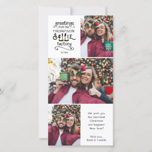 Whimsical sELFie Factory Greetings 3 Photos Holiday Card