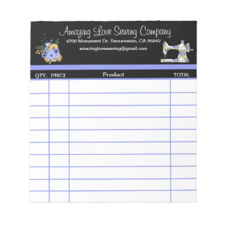 Whimsical Sewing Machine 2 sales receipt Notepad