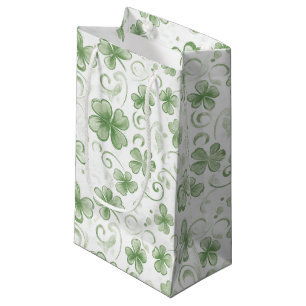 Whimsical Shamrock and Swirl Irish-Themed Small Gift Bag