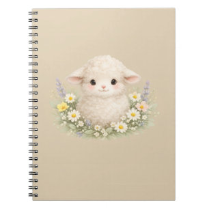 Whimsical Sheep and Wildflowers for a Charming Notebook