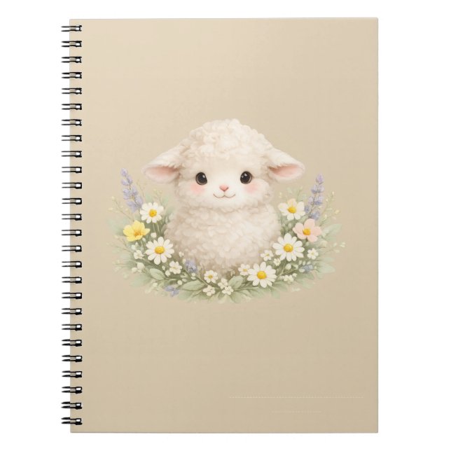 Whimsical Sheep and Wildflowers for a Charming Notebook (Front)