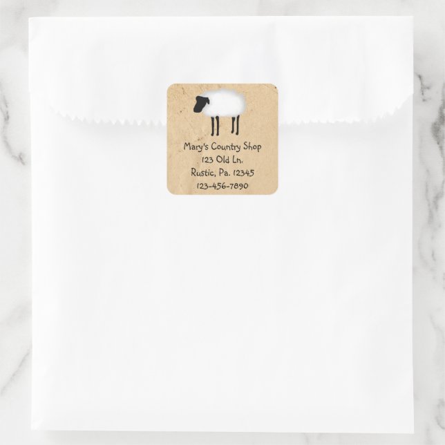Whimsical Sheep Business Sticker (Bag)