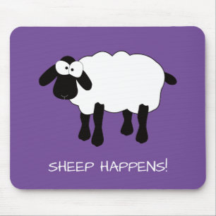 Whimsical Sheep "Sheep Happens" Mouse Pad