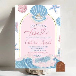 Whimsical Shell All I sea is love bridal shower in Invitation
