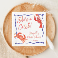 Whimsical She's a Catch Red Coastal Bridal Shower