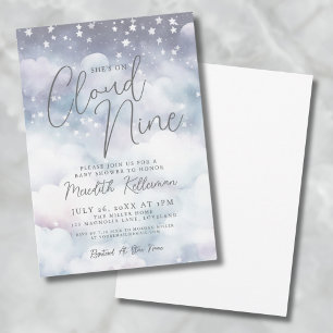 Whimsical She's On Cloud Nine Baby Shower Invitation