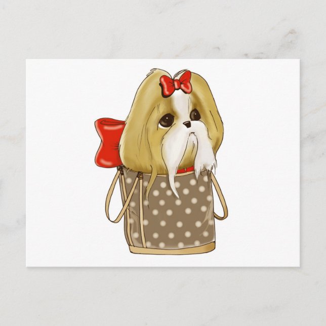 whimsical SHIH TZU DOG Postcard (Front)