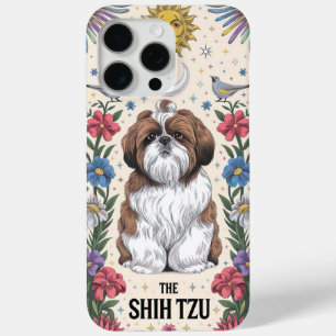 Whimsical Shih Tzu with Celestial and Floral Detai iPhone 15 Pro Max Case