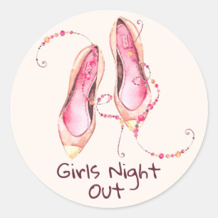 Whimsical Shoes "Girls Night Out" Classic Round Sticker