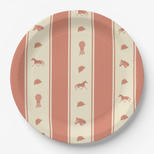 Whimsical Show Pony Horse Pattern Paper Plate (Front)