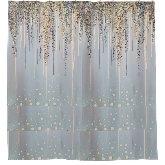 WHIMSICAL SHOWER CURTAIN FLORAL AND BUBBLES (Front)