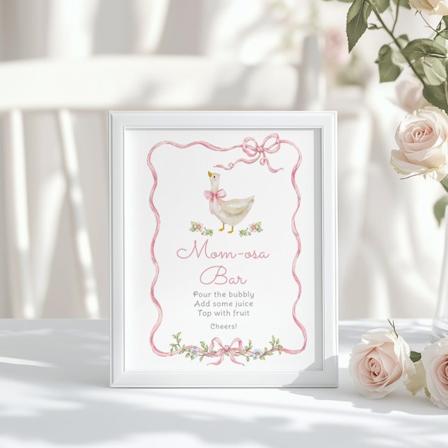 Whimsical Silly goose pink bow Momosa Bar Poster (Creator Uploaded)