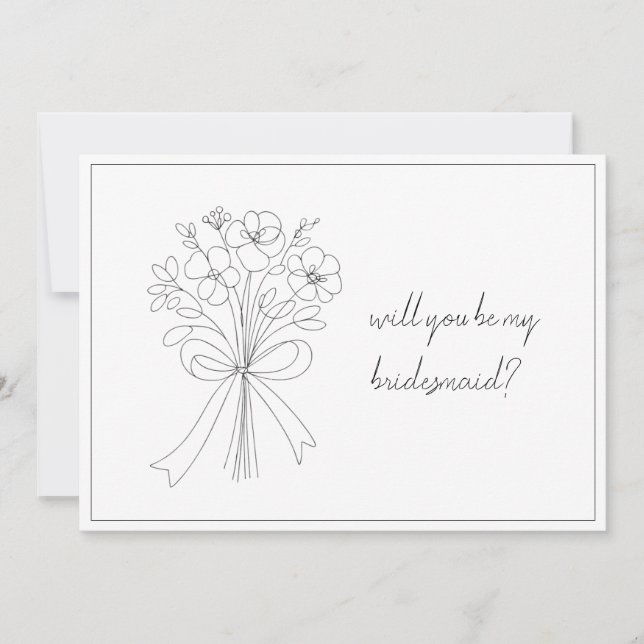 whimsical simple bow & flower bridesmaid proposal  card (Front)
