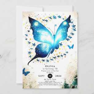 Whimsical Simple Butterfly Birthday Invitation