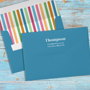Whimsical Simple Colourful Stripes Return Address Envelope
