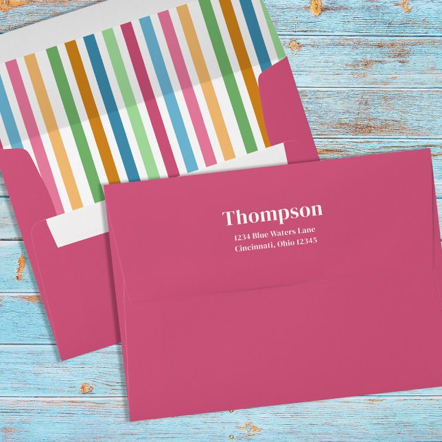 Whimsical Simple Colourful Stripes Return Address Envelope (Creator Uploaded)