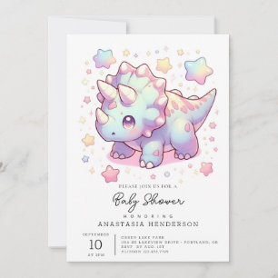 Whimsical Simple Dinosaur Baby Shower Invitation
