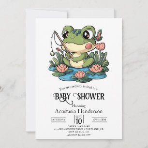 Whimsical Simple Frog Baby Shower Invitation