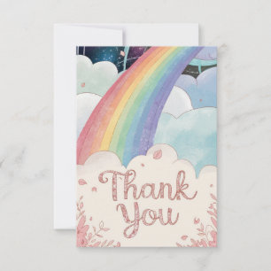 Whimsical Simple Rainbow and Clouds Thank You Card