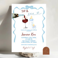 Whimsical Sip and See Blue Boy Baby Shower