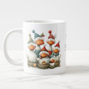 Whimsical Six Geese a-Laying 12 Days of Christmas Large Coffee Mug