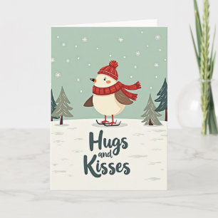 Whimsical Skating Bird Christmas Card