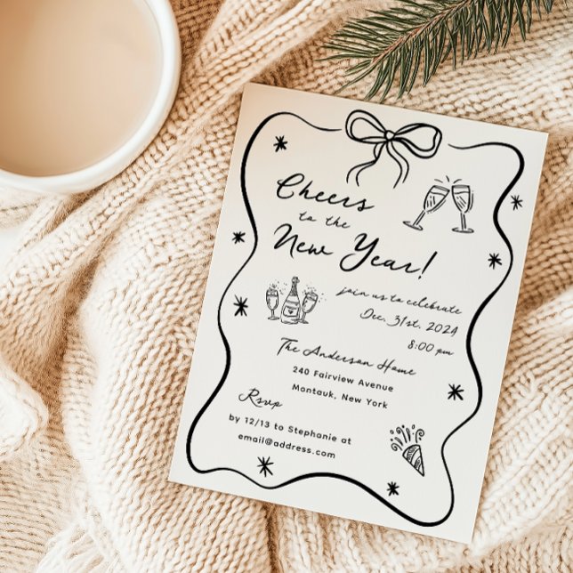 Whimsical Sketched New Year's Eve Party Invitation (Creator Uploaded)