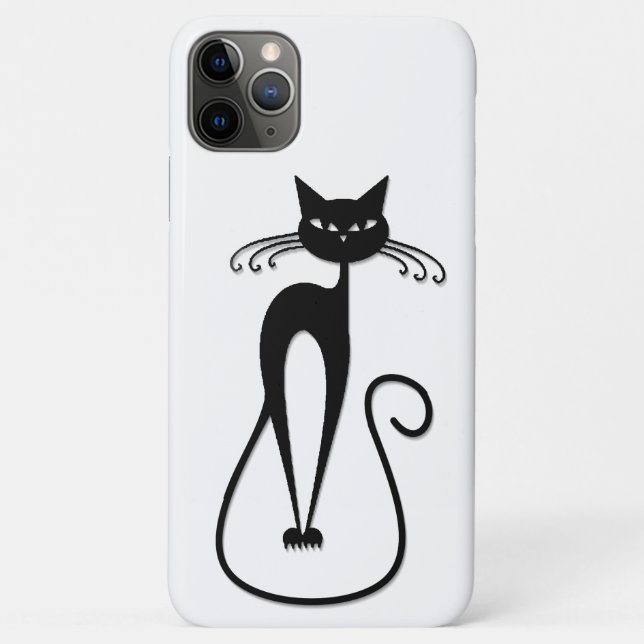 Whimsical Skinny Black Cat Case-Mate iPhone Case (Back)