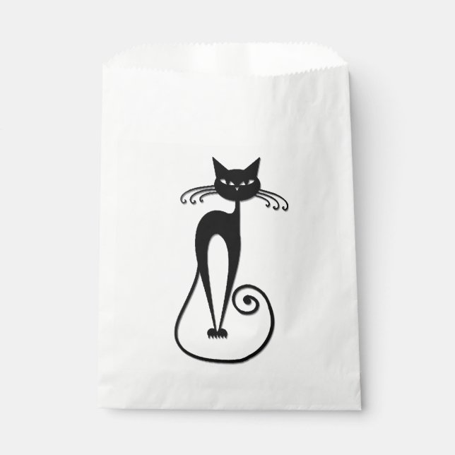 Whimsical Skinny Black Cat Favour Bags (Front)