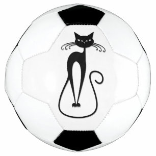 Whimsical Skinny Black Cat Football
