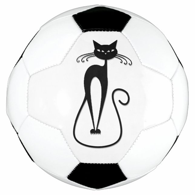Whimsical Skinny Black Cat Football (Front)
