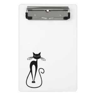 Whimsical Skinny Black Cat Mini Clipboard