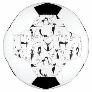 Whimsical Skinny Black Cat Pattern Football