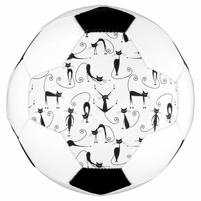 Whimsical Skinny Black Cat Pattern Football (Front)