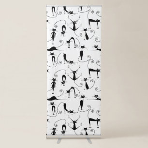 Whimsical Skinny Black Cat Pattern Retractable Banner