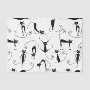 Whimsical Skinny Black Cat Pattern Tissue Paper