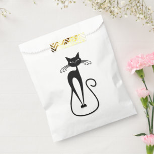 Whimsical Skinny Black Cat Pink Favour Bags