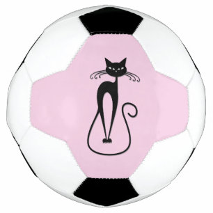 Whimsical Skinny Black Cat Pink Football