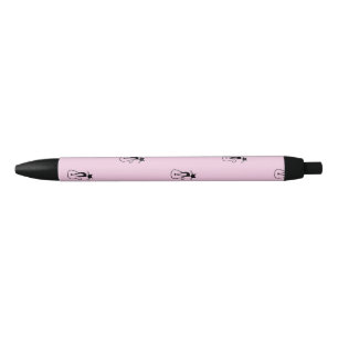 Whimsical Skinny Black Cat Pink Ink Pen