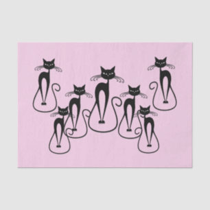 Whimsical Skinny Black Cat Pink Tissue Paper