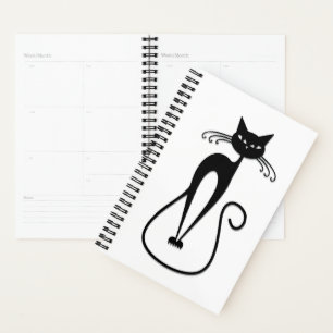 Whimsical Skinny Black Cat Planner