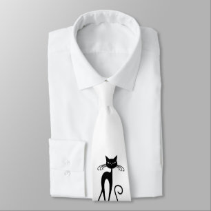 Whimsical Skinny Black Cat Tie