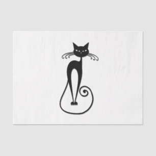 Whimsical Skinny Black Cat Tissue Paper