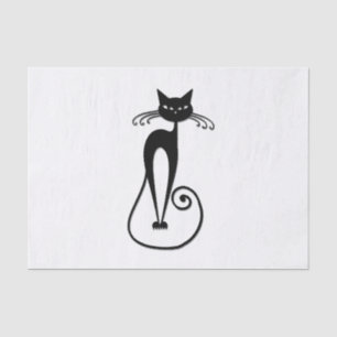 Whimsical Skinny Black Cat Tissue Paper