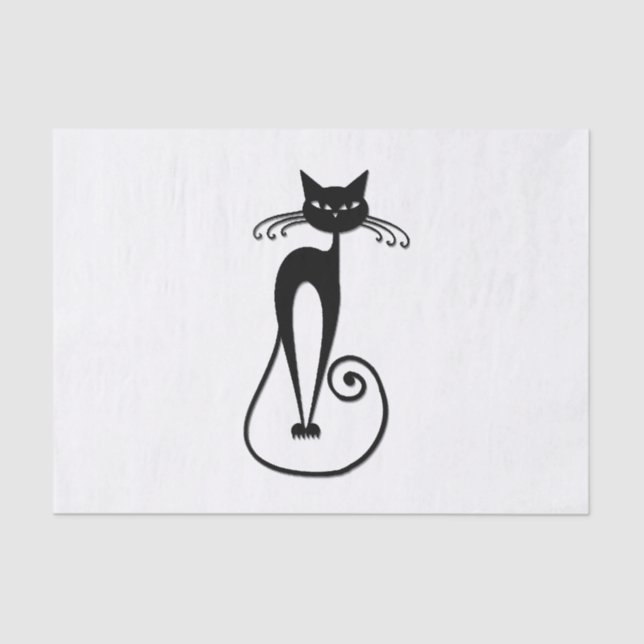 Whimsical Skinny Black Cat Tissue Paper (Front)